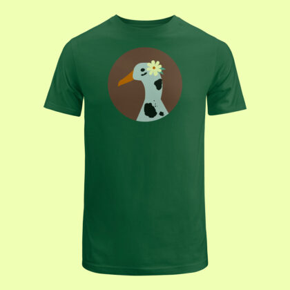 Green shirt with spotted duck