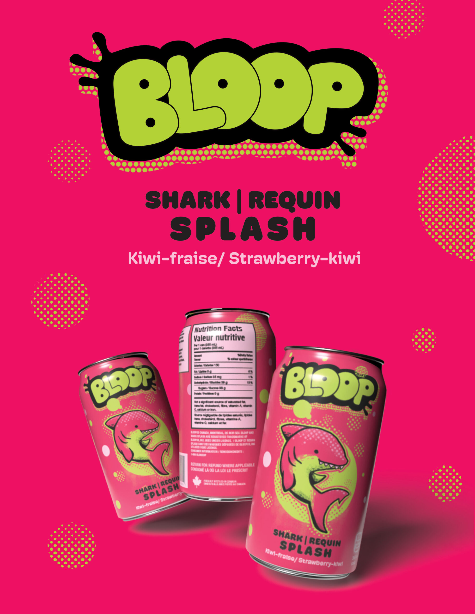 Advertisement for the Shark Splash strawberry-kiwi drink