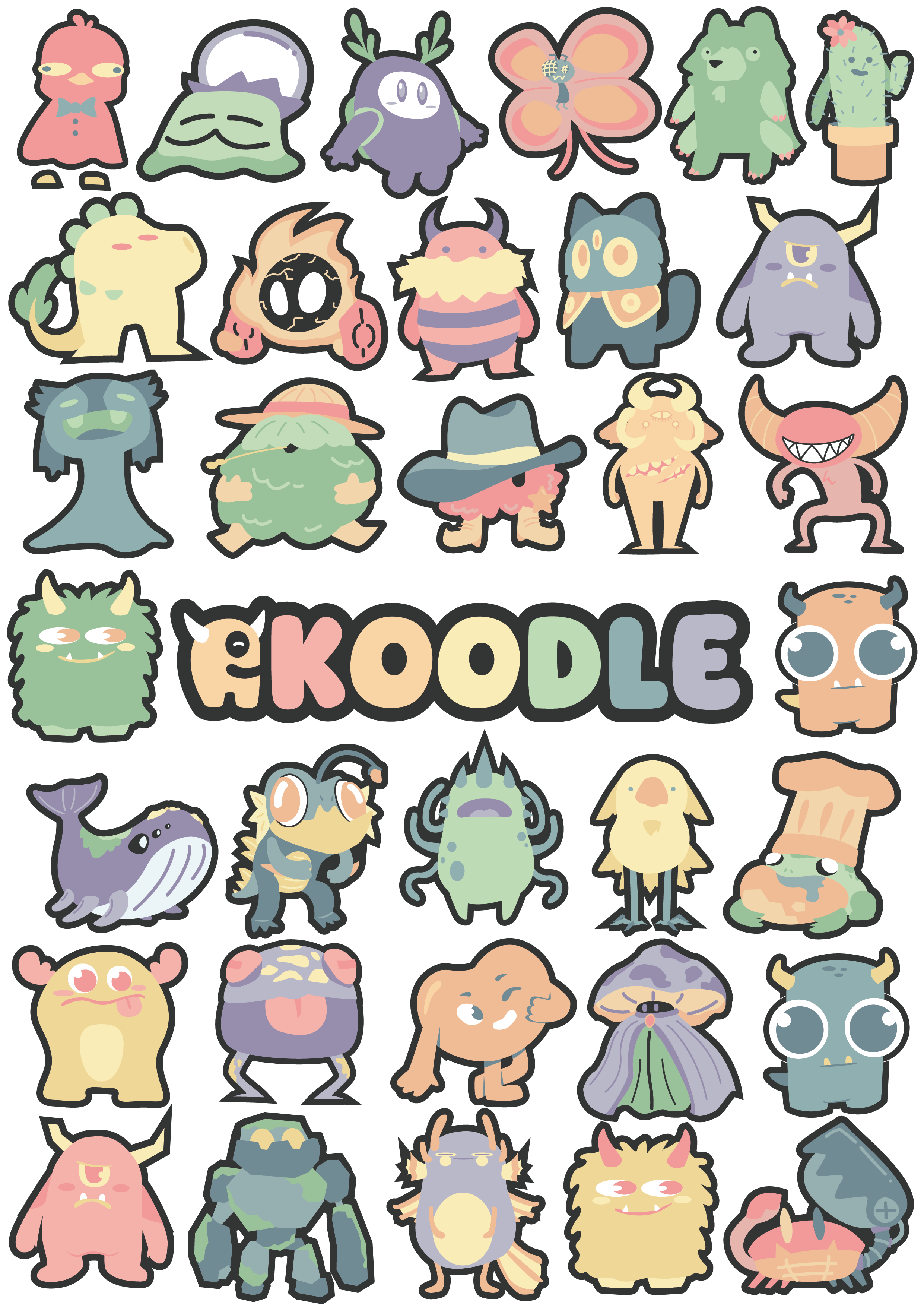 Koodle logo surrounded by little guys