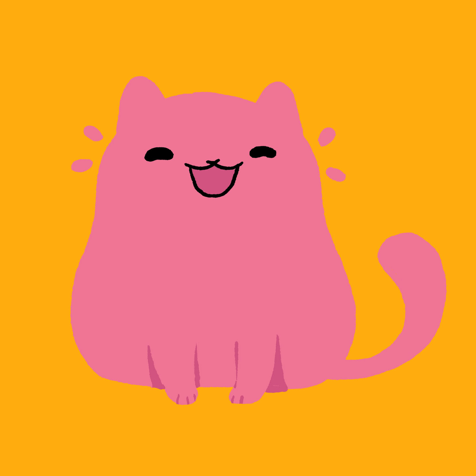 Happy cartoony pink cat